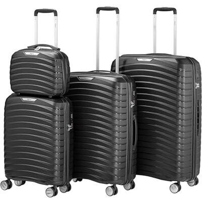 Zelsius Lot de 4 valises rigides en ABS avec serrure à combinaison TSA 4 roulettes doubles et cloison intérieure Valise rigide 4 pièces Grande valise, Noir , 50 x 30 x 75 cm, Ensemble de Zelsius Lot de 4 valises rigides en ABS avec serrure à combinaison TSA 4 roulettes doubles et cloison intérieure Valise rigide 4 pièces Grande valise, Noir , 50 x 30 x 75 cm, Ensemble de