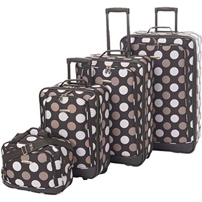 Rockland Luggage Dot Lot de 4 valises, Point noir., One Size, Escape Lot de 4 valises droites Softside Rockland Luggage Dot Lot de 4 valises, Point noir., One Size, Escape Lot de 4 valises droites Softside