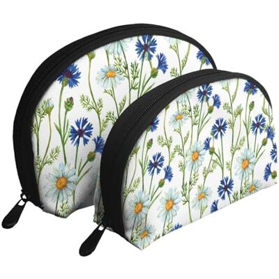 KEDDJI Lot de 2 trousses de maquillage aquarelle camomille bleuets, coquillage pour femmes, petit porte-monnaie, trousse de toilette, trousse de maquillage, comme sur l'image, One Size, Pochette à monnaie KEDDJI Lot de 2 trousses de maquillage aquarelle camomille bleuets, coquillage pour femmes, petit porte-monnaie, trousse de toilette, trousse de maquillage, comme sur l'image, One Size, Pochette à monnaie