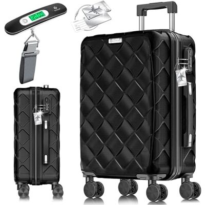KESSER ® Valise de voyage Valise à main Valise rigide en ABS avec serrure à combinaison, balance et portefeuille de voyage Roulettes à 360° Valise à roulettes pour affaires et voyages, Noir KESSER ® Valise de voyage Valise à main Valise rigide en ABS avec serrure à combinaison, balance et portefeuille de voyage Roulettes à 360° Valise à roulettes pour affaires et voyages, Noir