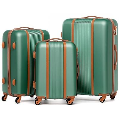 FERGÉ Set valises Trolley Milano Bagages Rigide 4 Roues 360 degrés Valises Voyage léger Vacances, Vert Sauge, SET DE 3, Set de bagages FERGÉ Set valises Trolley Milano Bagages Rigide 4 Roues 360 degrés Valises Voyage léger Vacances, Vert Sauge, SET DE 3, Set de bagages