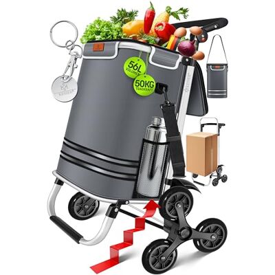 KESSER ® Chariot de courses avec compartiment isotherme pliable avec capacité de 56 l et charge jusqu'à 50 kg Chariot 3 en 1 et sac à bandoulière Chariot de courses pliable avec jeton de courses KESSER ® Chariot de courses avec compartiment isotherme pliable avec capacité de 56 l et charge jusqu'à 50 kg Chariot 3 en 1 et sac à bandoulière Chariot de courses pliable avec jeton de courses