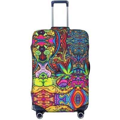 COMAAM Housse de protection élastique pour coffre à bagages de 45,7 à 81,3 cm, Art des mauvaises herbes feuilles multicolores, Medium COMAAM Housse de protection élastique pour coffre à bagages de 45,7 à 81,3 cm, Art des mauvaises herbes feuilles multicolores, Medium