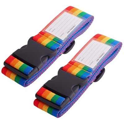 OW-Travel Sangle Valise, Ceinture Valise avec Étiquette, Arc-en-ciel 2 Pcs Sangle pour valise avion facile à repérer, sangle bagage valise voyage sécurité pour valises et accessoires avion OW-Travel Sangle Valise, Ceinture Valise avec Étiquette, Arc-en-ciel 2 Pcs Sangle pour valise avion facile à repérer, sangle bagage valise voyage sécurité pour valises et accessoires avion