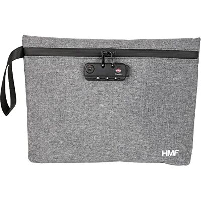 HMF Sac à tabac anti-odeurs avec serrure à combinaison TSA, gris, L HMF Sac à tabac anti-odeurs avec serrure à combinaison TSA, gris, L