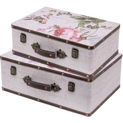 HMF VKO102 Lot de 2 valises vintage en bois Tailles Rose décorative HMF VKO102 Lot de 2 valises vintage en bois Tailles Rose décorative