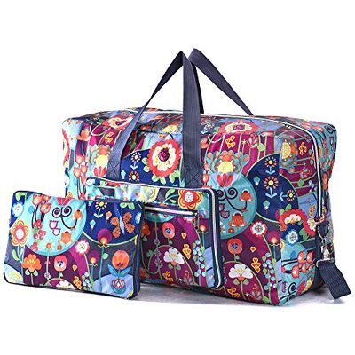 Arxus Grand Sac Fourre-Tout Pliable, Bagage à Porter, avec Bandoulière (Fleurs) Arxus Grand Sac Fourre-Tout Pliable, Bagage à Porter, avec Bandoulière (Fleurs)