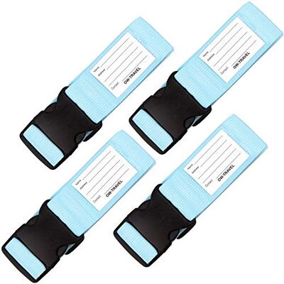 OW-Travel Sangle Valise Voyage, Ceinture Valise avec Étiquette, Bleue 4 Pcs Sangle pour valise avion facile à repérer, sangle bagage valise voyage sécurité pour valises et accessoires avion OW-Travel Sangle Valise Voyage, Ceinture Valise avec Étiquette, Bleue 4 Pcs Sangle pour valise avion facile à repérer, sangle bagage valise voyage sécurité pour valises et accessoires avion