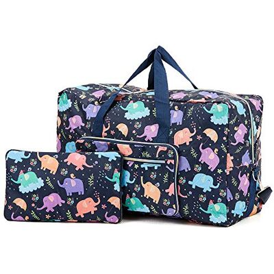 Arxus Grand Sac Fourre-Tout Pliable, Bagage à Porter, avec Bandoulière (Éléphant Bleu) Arxus Grand Sac Fourre-Tout Pliable, Bagage à Porter, avec Bandoulière (Éléphant Bleu)