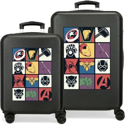 Disney Joumma Marvel Avengers Power Squad Ensemble de valises rigides en ABS avec Serrure à Combinaison latérale 91 l 5,6 kg 4 roulettes Doubles Noir 46 x 65 x 23 cm Disney Joumma Marvel Avengers Power Squad Ensemble de valises rigides en ABS avec Serrure à Combinaison latérale 91 l 5,6 kg 4 roulettes Doubles Noir 46 x 65 x 23 cm