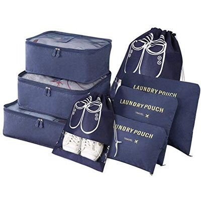 Vicloon Organisateur de Voyage, Lot de 8 Organiseurs de Bagage pour Voyage,Différents Tailles des Cubes Étanche Sacs de Voyage Rangement, Bleu Foncé, S Vicloon Organisateur de Voyage, Lot de 8 Organiseurs de Bagage pour Voyage,Différents Tailles des Cubes Étanche Sacs de Voyage Rangement, Bleu Foncé, S