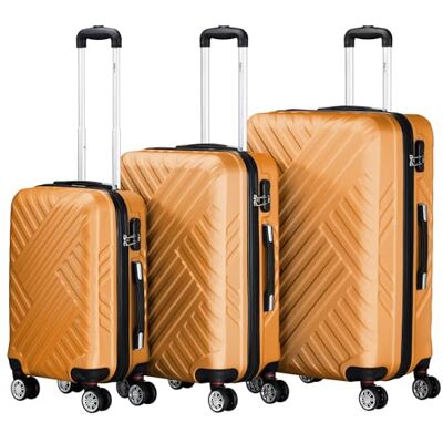 Zelsius Lot de 3 valises, à coque rigide, en ABS, grandes, avec serrure à combinaison, roulettes doubles et cloison intérieure, trolley, bagage à main, Orange Zelsius Lot de 3 valises, à coque rigide, en ABS, grandes, avec serrure à combinaison, roulettes doubles et cloison intérieure, trolley, bagage à main, Orange
