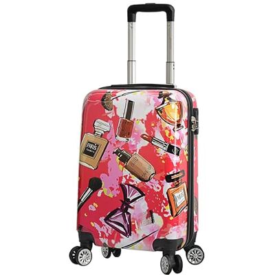 A1 FASHION GOODS Valise à roulettes rigides et extensibles Imprimé cosmétique, Multicolore, Small 20" Cabin Size, Valise A1 FASHION GOODS Valise à roulettes rigides et extensibles Imprimé cosmétique, Multicolore, Small 20" Cabin Size, Valise