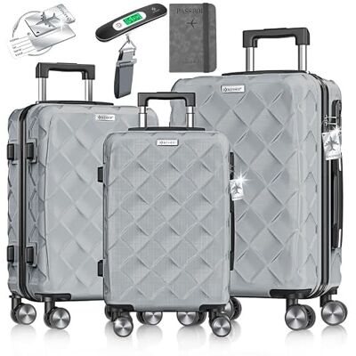 KESSER ® Lot de 3 valises de voyage Valises rigides en ABS avec serrure à combinaison, balance et portefeuille de voyage Roulettes à 360° Bagage à main et grande valise pour affaires et voyage KESSER ® Lot de 3 valises de voyage Valises rigides en ABS avec serrure à combinaison, balance et portefeuille de voyage Roulettes à 360° Bagage à main et grande valise pour affaires et voyage
