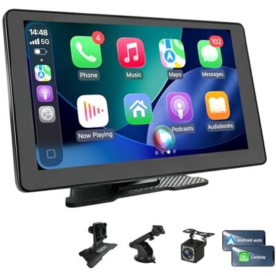 ElecPod Écran de voiture 9" avec Carplay sans fil et Android Auto Écran Carplay avec caméra arrière Transmetteur FM, AUX Autoradio portable pour la plupart des voitures ElecPod Écran de voiture 9" avec Carplay sans fil et Android Auto Écran Carplay avec caméra arrière Transmetteur FM, AUX Autoradio portable pour la plupart des voitures