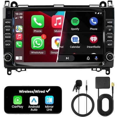 FLUXEONS Autoradio Double DIN avec Écran pour Mercedes-Benz W169 W906 W245 Vito, CarPlay & Android Auto Sans Fil, Écran Tactile Auto 9", 4 Go+64 Go, Bluetooth WiFi 5 GHz DAB+ FM AUX GPS FLUXEONS Autoradio Double DIN avec Écran pour Mercedes-Benz W169 W906 W245 Vito, CarPlay & Android Auto Sans Fil, Écran Tactile Auto 9", 4 Go+64 Go, Bluetooth WiFi 5 GHz DAB+ FM AUX GPS