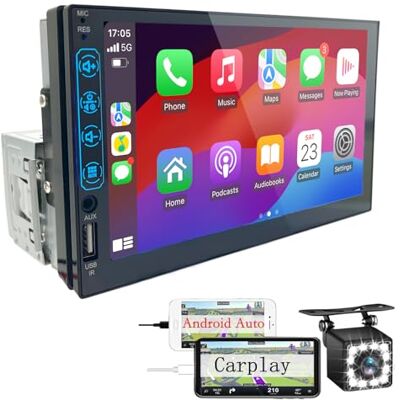 XINROAM Autoradio 1 DIN avec écran CarPlay & Android auto 7 Pouces Écran Tactile Stéréo avec Radio Bluetooth et Miroir Link/USB/FM, Prise en charge Caméra Arrière XINROAM Autoradio 1 DIN avec écran CarPlay & Android auto 7 Pouces Écran Tactile Stéréo avec Radio Bluetooth et Miroir Link/USB/FM, Prise en charge Caméra Arrière