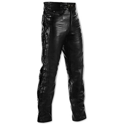 A-pro Pantalon Cuir Lacets Moto Motard Chopper Touring Modele 5 Poches Jeans A-pro Pantalon Cuir Lacets Moto Motard Chopper Touring Modele 5 Poches Jeans