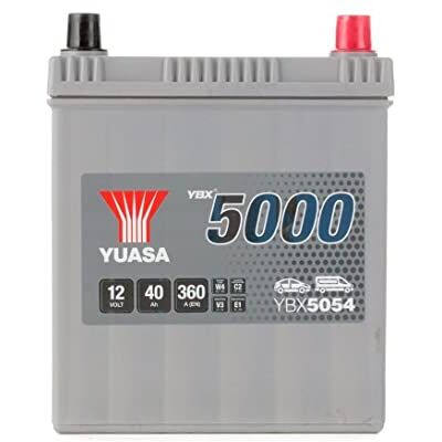 Yuasa YBX5054 Batterie haute performance Argenté 12 V 40 Ah 340 A Sans entretien, 50 000 démarrages du moteur, couvercle anti-renversement, idéal par temps froid, haute puissance Yuasa YBX5054 Batterie haute performance Argenté 12 V 40 Ah 340 A Sans entretien, 50 000 démarrages du moteur, couvercle anti-renversement, idéal par temps froid, haute puissance