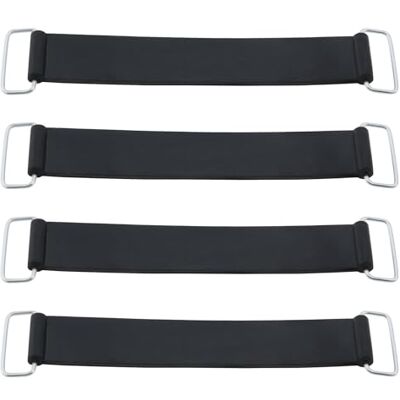 LT Easiyl Lot de 4 sangles de batterie en caoutchouc pour ceinture d'arrimage de batterie compatibles avec Honda Suzuki et autres motos (Noir) LT Easiyl Lot de 4 sangles de batterie en caoutchouc pour ceinture d'arrimage de batterie compatibles avec Honda Suzuki et autres motos (Noir)