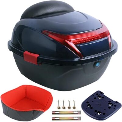 CUPKEE Coffre De Moto, Casque De Stockage De Bagages Touring Top Case, Boîte À Bagages De Moto avec Dossier Souple, Top Cases pour Moto,Bleu CUPKEE Coffre De Moto, Casque De Stockage De Bagages Touring Top Case, Boîte À Bagages De Moto avec Dossier Souple, Top Cases pour Moto,Bleu