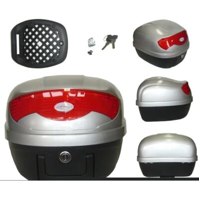 A-pro Moteur Universel bikestar Bike Scooter Rear Luggage Topcase Topbox 29 LT Silver A-pro Moteur Universel bikestar Bike Scooter Rear Luggage Topcase Topbox 29 LT Silver