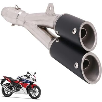 JFG RACING 1,5-2" Double Echappement Moto,pour Motocross Moto de Rue scooter ATV Quad Entrée Thunder Tail Double d'échappement Slip-on à Enfiler JFG RACING 1,5-2" Double Echappement Moto,pour Motocross Moto de Rue scooter ATV Quad Entrée Thunder Tail Double d'échappement Slip-on à Enfiler
