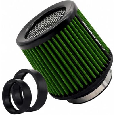 Journdream Filtre à air conique universel 76, 89 et 101 millimètre, haute performance, entrée d'air, cône rond, nettoyant pour voitures de course et sport, 3 tailles en 1 (vert/petit) Journdream Filtre à air conique universel 76, 89 et 101 millimètre, haute performance, entrée d'air, cône rond, nettoyant pour voitures de course et sport, 3 tailles en 1 (vert/petit)