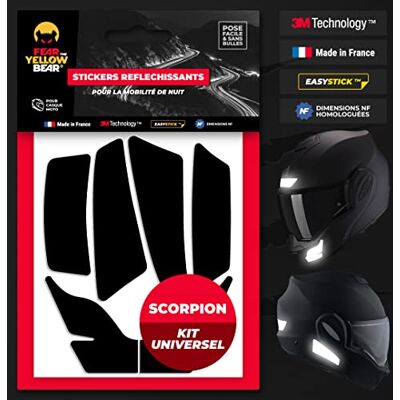 FEAR THE YELLOW BEAR YELLOW BEAR Fear The Yellow Bear© Easy Replica Kit Universel Scorpion Exo™, Kit 6 Stickers réfléchissants REPOSITIONNABLES, pour Casque Moto, 3M™ Technology FEAR THE YELLOW BEAR YELLOW BEAR Fear The Yellow Bear© Easy Replica Kit Universel Scorpion Exo™, Kit 6 Stickers réfléchissants REPOSITIONNABLES, pour Casque Moto, 3M™ Technology