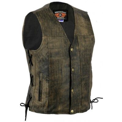 BIKERS GEAR AUSTRALIA PHILLIP ISLAND BG Bikers Gear Australia Gilet en cuir de vache souple de qualité supérieure style Harley de 1,3 mm avec côtés et poches réglables en dentelle, marron vieilli, taille L BIKERS GEAR AUSTRALIA PHILLIP ISLAND BG Bikers Gear Australia Gilet en cuir de vache souple de qualité supérieure style Harley de 1,3 mm avec côtés et poches réglables en dentelle, marron vieilli, taille L