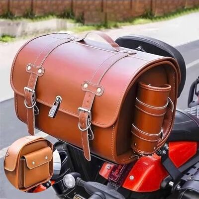 generic Coffre rétro moto imperméable en cuir épais, fermeture à combinaison, poignée, capacité 3 casques, sangle inférieure fixation, installation rapide sans outils generic Coffre rétro moto imperméable en cuir épais, fermeture à combinaison, poignée, capacité 3 casques, sangle inférieure fixation, installation rapide sans outils