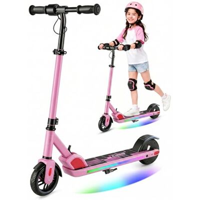 Caroma Trottinette électrique pour enfants de 6 à 12 ans, moteur 150 W jusqu'à 16 km/h, portée de 12 km, trottinette électrique pliable avec lumières colorées et écran LED, vitesse et hauteur Caroma Trottinette électrique pour enfants de 6 à 12 ans, moteur 150 W jusqu'à 16 km/h, portée de 12 km, trottinette électrique pliable avec lumières colorées et écran LED, vitesse et hauteur