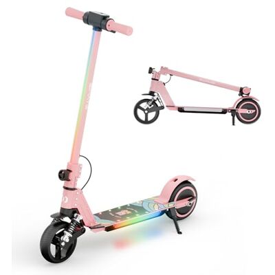 Qekud S5 Trottinette électrique pliable pour enfants de 6 à 14 ans avec éclairage LED, pneus tout-terrain de 6,5", jusqu'à 14 km/h, pour enfants de 6 à 14 ans, rose Qekud S5 Trottinette électrique pliable pour enfants de 6 à 14 ans avec éclairage LED, pneus tout-terrain de 6,5", jusqu'à 14 km/h, pour enfants de 6 à 14 ans, rose