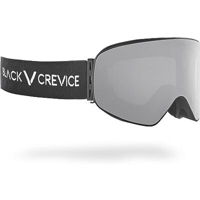 Black Crevice Lunettes de ski avec verres cylindriques, noir/argenté miroir Black Crevice Lunettes de ski avec verres cylindriques, noir/argenté miroir