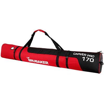 BRUBAKER Sac de ski Carver Pro – 5 couleurs – 170 cm ou 190 cm – Sac de ski rembourré avec fermeture éclair, noir/rouge BRUBAKER Sac de ski Carver Pro – 5 couleurs – 170 cm ou 190 cm – Sac de ski rembourré avec fermeture éclair, noir/rouge