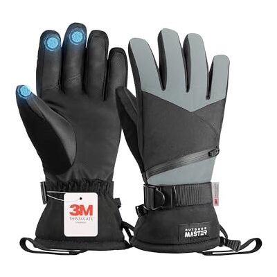 OutdoorMaster Gants de ski et de neige pour homme et femme 3M Thinsulate, gants d'hiver chauds pour écran tactile, thermiques et imperméables avec double poche pour le ski, le snowboard, les sports OutdoorMaster Gants de ski et de neige pour homme et femme 3M Thinsulate, gants d'hiver chauds pour écran tactile, thermiques et imperméables avec double poche pour le ski, le snowboard, les sports