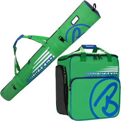 BRUBAKER Set de Ski ‘Champion’ Série limitée Housse à Skis et Sac à Chaussures de Ski pour 1 Paire de Skis + Bâtons + Chaussures + Casque 170 cm ou 190 cm Vert Bleu BRUBAKER Set de Ski ‘Champion’ Série limitée Housse à Skis et Sac à Chaussures de Ski pour 1 Paire de Skis + Bâtons + Chaussures + Casque 170 cm ou 190 cm Vert Bleu