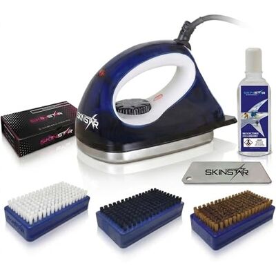 SkinStar Kit de cire de ski 7 pièces – Kit complet de cire de ski pour la maison avec fer à cire, cire, 3 brosses, lame et nettoyant – Pour débutants et amateurs SkinStar Kit de cire de ski 7 pièces – Kit complet de cire de ski pour la maison avec fer à cire, cire, 3 brosses, lame et nettoyant – Pour débutants et amateurs