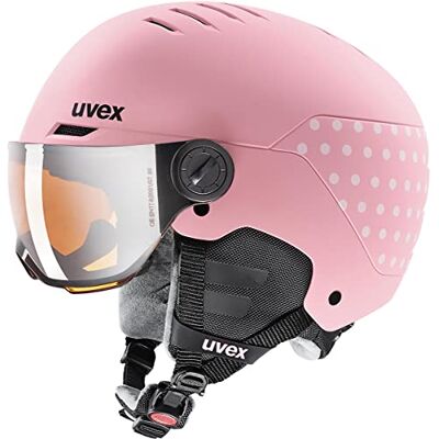 Uvex Rocket Jr Visor Casque de Ski pour Enfants avec Visière Réglage de la Taille Individuel Pink Confetti Matt 51-55 cm Uvex Rocket Jr Visor Casque de Ski pour Enfants avec Visière Réglage de la Taille Individuel Pink Confetti Matt 51-55 cm
