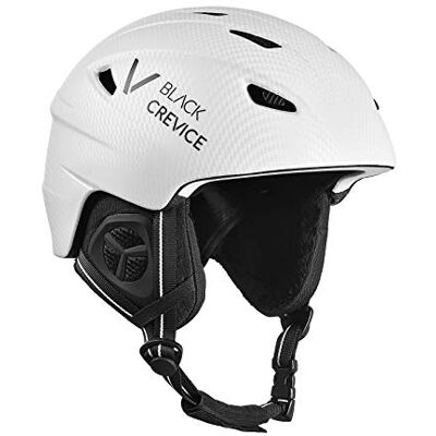 Black Crevice Casque de ski adulte Rayure, blanc mat carbone/noir, L Black Crevice Casque de ski adulte Rayure, blanc mat carbone/noir, L