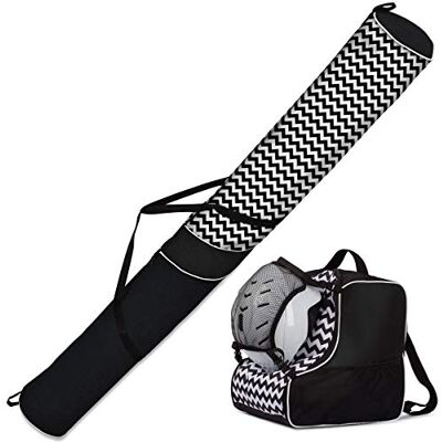 Ferocity 053 Ensemble Sac de Ski et Sac à Chaussures pour 1 Paire de Bâtons avec Poche Filet Amovible Ferocity 053 Ensemble Sac de Ski et Sac à Chaussures pour 1 Paire de Bâtons avec Poche Filet Amovible