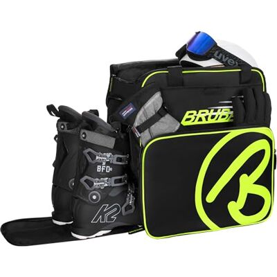 BRUBAKER Super Champion sac porte-chaussures de ski sac de casque avec porte-chaussures noir/jaune néon BRUBAKER Super Champion sac porte-chaussures de ski sac de casque avec porte-chaussures noir/jaune néon
