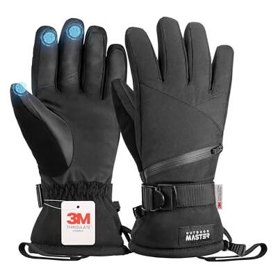 OutdoorMaster Gants de ski et de neige pour homme et femme 3M Thinsulate, gants d'hiver chauds pour écran tactile, thermiques et imperméables avec double poche pour le ski, le snowboard, les sports OutdoorMaster Gants de ski et de neige pour homme et femme 3M Thinsulate, gants d'hiver chauds pour écran tactile, thermiques et imperméables avec double poche pour le ski, le snowboard, les sports