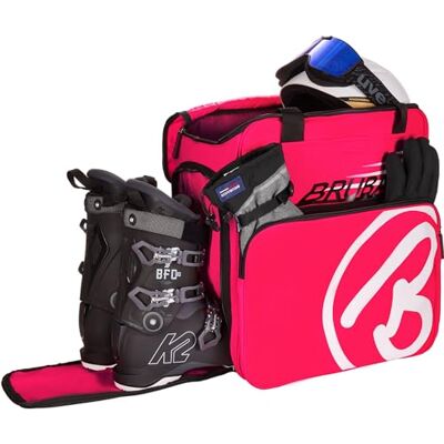 BRUBAKER Super Champion Sac pour chaussures de ski avec compartiment casque couleur néon rose/noir BRUBAKER Super Champion Sac pour chaussures de ski avec compartiment casque couleur néon rose/noir