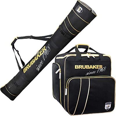 BRUBAKER Set de Ski 'Grenoble' Sac à Chaussures de Ski & Housse à Skis pour 1 Paire de Skis, bâtons, Bottes & Casque 170 cm ou 190 cm Noir/Doré BRUBAKER Set de Ski 'Grenoble' Sac à Chaussures de Ski & Housse à Skis pour 1 Paire de Skis, bâtons, Bottes & Casque 170 cm ou 190 cm Noir/Doré