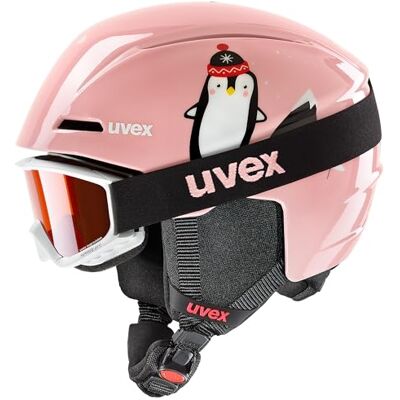 Uvex viti set casque de ski et lunettes de ski pour enfants léger protection 100% UVA-, B, C pingouin rose 46-50 Uvex viti set casque de ski et lunettes de ski pour enfants léger protection 100% UVA-, B, C pingouin rose 46-50