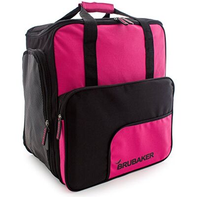 BRUBAKER Sac à dos pour chaussures de ski et casque Super fonction Rose et noir Édition limitée BRUBAKER Sac à dos pour chaussures de ski et casque Super fonction Rose et noir Édition limitée
