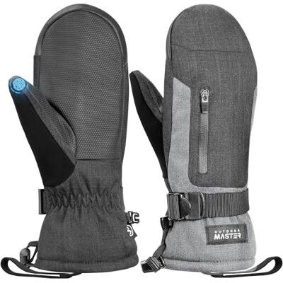 OutdoorMaster Gants de ski pour homme et femme Thinsulate 3M Imperméables Gants de neige chauds Coupe-vent Avec double poche OutdoorMaster Gants de ski pour homme et femme Thinsulate 3M Imperméables Gants de neige chauds Coupe-vent Avec double poche