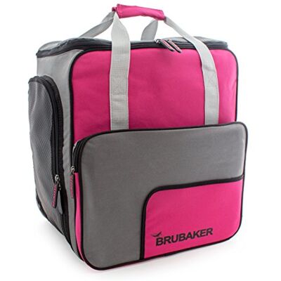BRUBAKER Sac à dos pour chaussures de ski et casque Super fonction Rose et gris Édition limitée BRUBAKER Sac à dos pour chaussures de ski et casque Super fonction Rose et gris Édition limitée