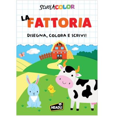Headu École Color La Fattoria – Dessinez, coloriez et écrivez Arbre de coloriage pour enfants, livre éducatif de 3 à 6 ans, 32 pages avec de nombreuses activités pour connaître la ferme et les Headu École Color La Fattoria – Dessinez, coloriez et écrivez Arbre de coloriage pour enfants, livre éducatif de 3 à 6 ans, 32 pages avec de nombreuses activités pour connaître la ferme et les